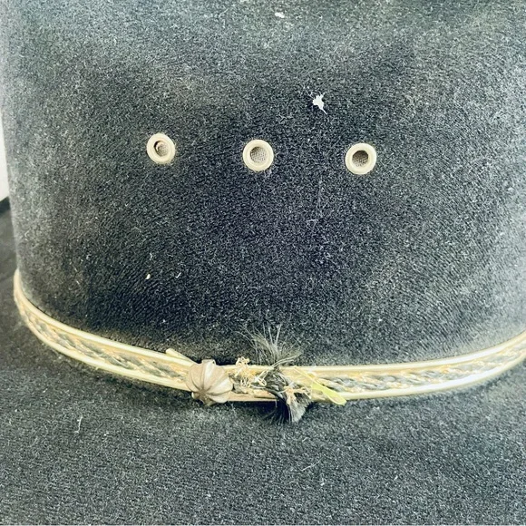Western Express Inc. Black Felt Cowboy Hat Braided Band & Gold Accents Size 7 - Picture 6 of 9